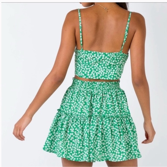 Princess Polly green and white crop top skirt set - Picture 2 of 5